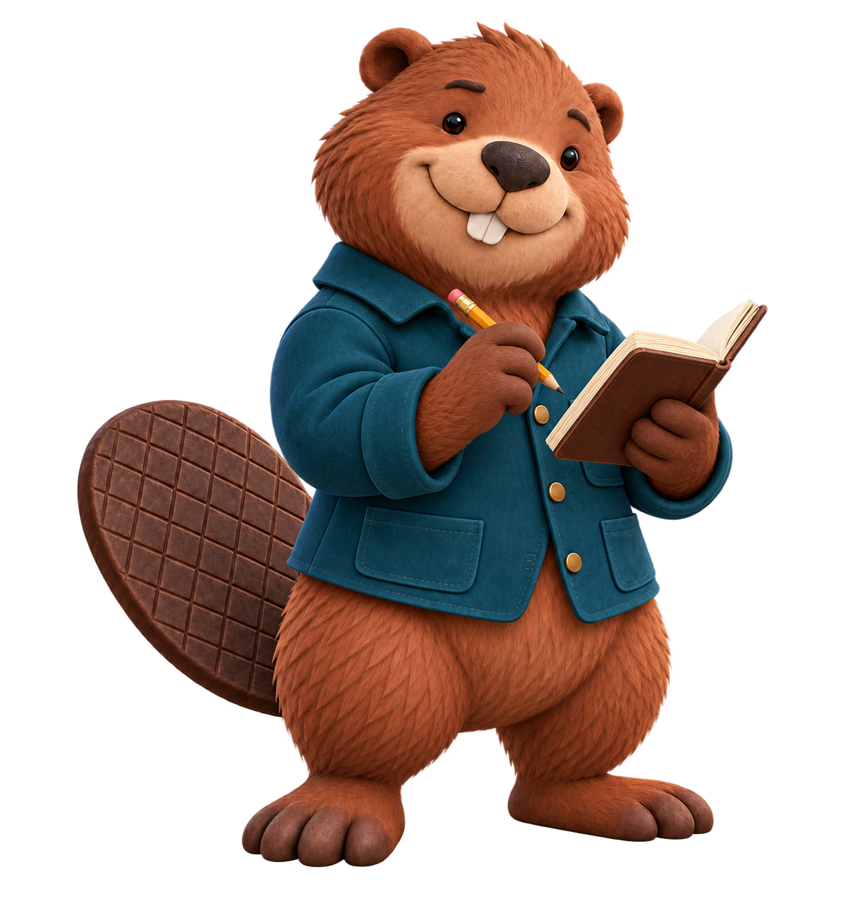 Trestle’s beaver companion with a field notebook